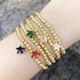 Charm Bracelets Copper Gold Plated Beads For Women Cubic Zircon Red Star Fashion Crystal Jewelry Party Gifts Brtj79