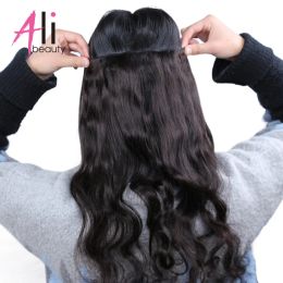 Piece Ali Beauty One piece Set 4 Clipin 100% Human Hair Extensions 50g Chinese Natural wavy Machine Made Remy Hair
