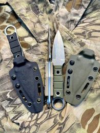 Special Offer H0431 Outdoor Survival Tactical Knife AUS-8 Stone Wash Double Edge Blade Full Tang G10 Handle Fixed Blade Knives with Kydex