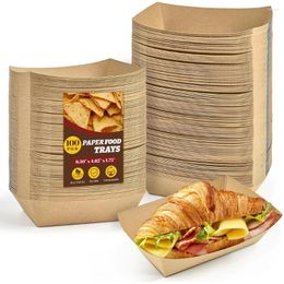 Take Out Containers Kraft Paper Food Trays Heavy Duty Boats Disposable Serving Tray Holder For Dog Nachos Tacos Fries