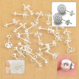 Free Fast Wholesale 500PCS Lot 925 Sterling Silver Jewelry Finding Ear Pin Pairs Stud Earrings With BACK STOPPERS 240410