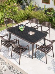 Camp Furniture Outdoor Table And Chair Combination Courtyard Garden Terrace Balcony Aluminum Alloy Leisure Tabl