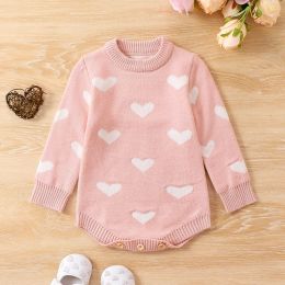 One-Pieces 20231103 Lioraitiin 024M Toddler Infant Baby Girl Knit Sweater Romper Long Sleeve Jumpsuit Fall Winter Clothes