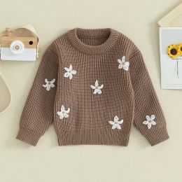 Sweaters Winter Warm Newborn Baby Girls Boys Knit Sweaters Kids Clothes Cute Daisy Print Long Sleeve Crewneck Knitwear For Toddler