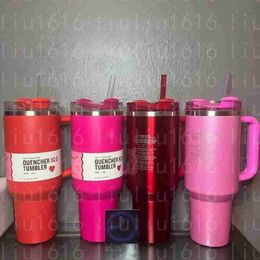 Co-branded USA Shipment Pink Holiday H2.0 40OZ Mug Cosmo Chocolate Gold Tumbler Car Cup Target Blackness Coffee Valentine's Day Gift Sparkling