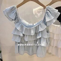 Women's Blouses Summer Fashion Tops Slim Fit RUFFLES Lace Shirt Women Off Shoulder Top Kawaii Clothes