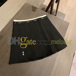 Designer Skirt Women Black Pleated Dress Sexy Short A Line Skirts Letter Webbing High Waist Dresses for Holidays