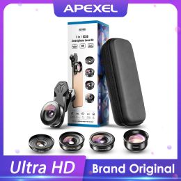 Philtres APEXEL HD 5 in 1 Camera Phone Lens 4K Wide macro lens portrait super Fisheye Lens CPL Philtre for iPhone7 8 Samsung allsmartphone