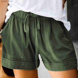 Women's Shorts Womens Comfy Drawstring Solid Plus Size Splice Casual Elastic Waist Pocketed Loose 2024 New H240424