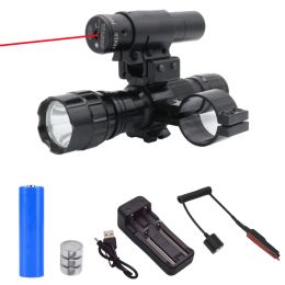 Lights Tactical Flashlight Red/Green Laser Dot Sight Scope with Battery,Charger,with Picatinny Rail Mount fits for 11/20mm Rail