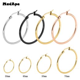 Earrings MadApe Pendientes Mujer Hoop Earrings Stainless Steel Gold/Silver Color Circle Basketball Earring For Women /Girl Jewelry