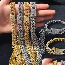 Chains Mens Iced Out Chain Hip Hop Jewelry Moissanite Necklace Bracelets Gold Sier Miami Cuban Link Necklaces Drop Delivery Pendants Dhwnz