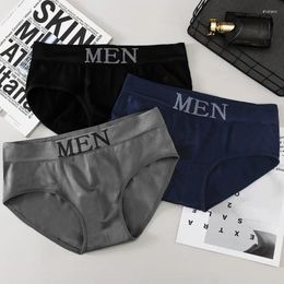 Underpants 3Pcs/lot Men's Breathable Comfortable Briefs Underwear Sexy Man Panties MEN Letter Male Bikini Shorts Black Blue Red