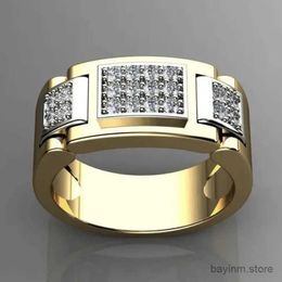 Wedding Rings Delicate Men Rings Square White Stone Gold Color Classic Design Party Accessories Gift