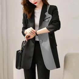 Women's Suits Female Casual Blazer Color Contrast Splice Suit Jacket Spring Summer Coat Office Professional Women Jackets 4XL