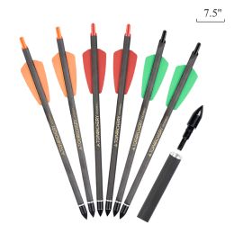Darts 7.5 Inch Archery Carbon Arrows for Hunting Crossbow 6/12/24 pcs Pure Carbon Arrows for Outdoor Hunting Bow Shooting Practice