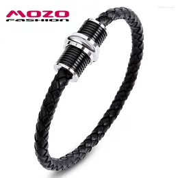 Charm Bracelets Fashion Bangle Men Women Bracelet Braided Leather Unique Stainless Steel Magnetic Buckle Bangles Unisex Jewellery PS2028