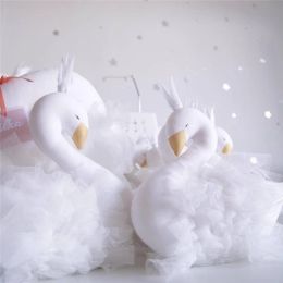 Pillows Baby Pillow Swan Crown Gauze Cushion Sleeping Doll Children's Bed Room Decoration Toys Photography Props Infant Accessories