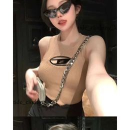 Dieselg Bag Vest Designer High Quality Luxury Fashion with Tag Tank Spring and Summer 2024 New Chest Metal Hollowed Out Silver Word Vest Female 448