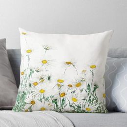 Pillow White Margaret Daisy Horizontal Watercolor Painting Throw Luxury Cover Anime Girl Couch Pillows