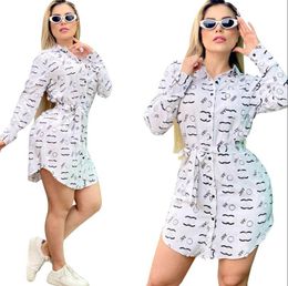 Women Blouses Shirts Print CC Letter Designer Shirt Tops Long Sleeve Slim Fit Shirt dress Plus Size