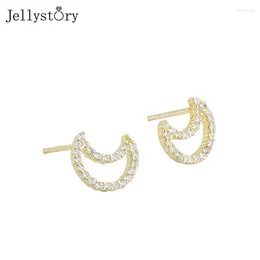 Stud Earrings Jellystory 925 Sterling Silver Diamond Zircon For Women Moon Simple Wedding Anniversary Fine Jewellery Female Gifts