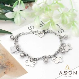 Charm Bracelets ASONSTEEL Butterfly Trendy Bracelet With Steel Ball Accessories Silver Colour Stainless For Women Jewellery Party Gift