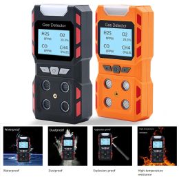Accessories High Quality 4 Gas Monitor H2S O2 EX CO Concentration Detector Sound Light Shock Alarm Metre Tester Analyzer USB Rechargeable EU