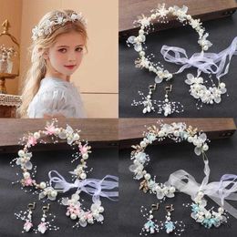 Hair Accessories New Bohemian Bridal Headband Girls Imitated Pearl Flower Wreath Hair Headdress Romantic Wreaths Flower Headband Girl Accessories