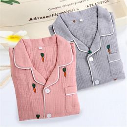 Women's Sleepwear Couple Pyjamas Simple Cotton Long-sleeved Men's Casual Home Service Loose Suit Piyamas Women