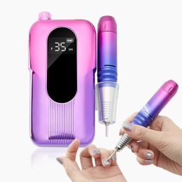 Kits Nail Drill Hine 35000rpm Wireless Electric Nail Polish Remover Mini Nail File Drill Hine with Led Display Home & Salon Use