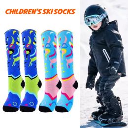 Socks 2 Pairs/lot Children's Ski Socks Thickened Winter Kids Outdoor Sports Thermal High Elastic Compression Hiking Climbing Socks