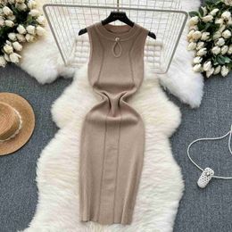 Basic Casual Dresses 2024 Sexy Summer Knit Strap Dress Women Tank Elatic Waist Bodycon Sundress Female Beach Backless Midi Long DressL2403