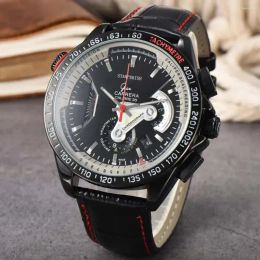 Uhren Armbanduhren Originalmarke Tog Carrera Herren Männer Uhren Quarz Bewegung Automatisch Date Sport Armband Uhr Chronographen Lederbanduhr FT6020