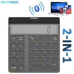 Keyboards Numeric Keyboard Number Keypad Bluetooth 2 in 1 Wireless Electronic Calculator 12 Digits LCD Display For Thinkpad Windows laptop