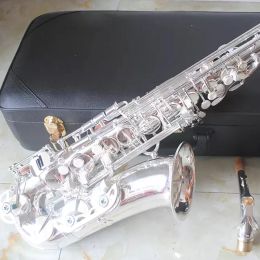 Saxophone New silver 82ZS same one to one original professional Alto saxophone full silver tube body drop E tone silver alto sax