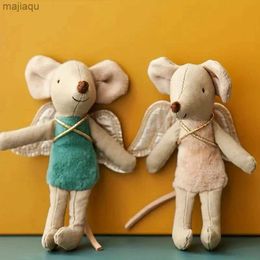 Plush Dolls Nordic Style Fabric Art Mouse Doll Thumb Doll Toy Cute Angel Wings Mouse Doll Zodiac Gift Birthday Gift Rag Doll Small DecoratioL2404