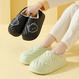 Slippers Winter Women Men Home Waterproof Plush Cotton Thick Soft Fluffy Non-slip Sole Warm Couple Indoor Shoes