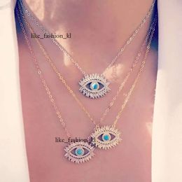 18K Gold Plated Turkish Evil Eye Necklace Lucky Girl Gift Baguette Cubic Zirconia Turquoise Geomstone Top Quality Evil Eye Jewellery 362