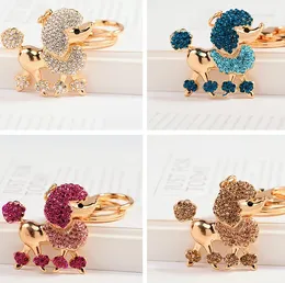 Keychains Cute Rhinestone Crystal Poodle Dog Keychain Pet Key Chain Ring Holder Pendant Keyring