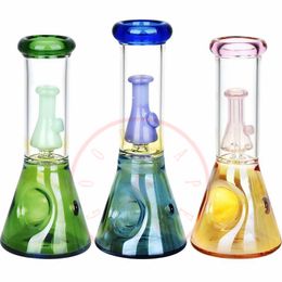 Newest Mini Colorful Glass Hookah Shisha Smoking Waterpipe Banger Beaker Bong Bubbler Pipe Filter Herb Tobacco Oil Rigs Bowl Stand Design Cigarette Holder DHL