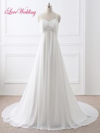 Vintage Lace Wedding Dresses Appliqued Chiffon Cheap Modest Sheer Spaghetti Straps Plus Size 2017 Women Summer Bridal Gowns1534301