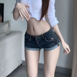 Summer denim shorts hot girl low waisted super short pants female sexy slim tight flap denim shorts one-point pants hot pants