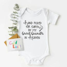 One-Pieces Baby Bodysuit Hand Picked For Earth By My Great Grandpa In Heaven Printed Newborn Romper Cotton Body Baby Girl Boy Clothes