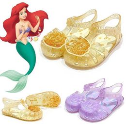 Sandals Summer Fancy Girl Ariel Princess Shoes Toddler Little Mermaid Casual Sandals Holiday Korean Kids Party Beach Vacation Sandals 240423