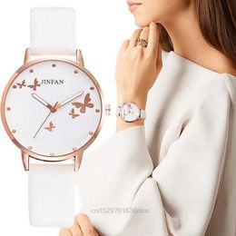 Wristwatches Elegant Simple Butterfly Design Dial Design Ladies Watches Women Fashion Luxury Dress Watch Casual Woman Quartz Leather Clock 240423