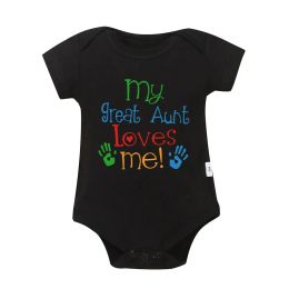 One-Pieces 2024 Newborn Clothes My Great Aunt Loves Me Print Fine Gift Cute Baby Boy and Girl Onesie Cotton Cosy Breathable Summer Romper