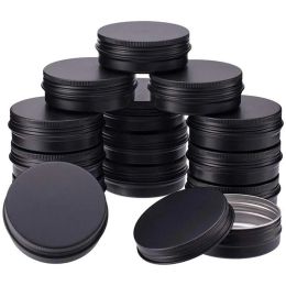 Bottles 20Pcs Empty Candle Jars With Lid Wholesale Black Aluminium Tin Box Cosmetic Jar Makeup Orgainzer Tea Spice Cans kit de viaje