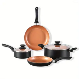Pans 6pcs Nonstick Kitchen Cookware Set Ceramic Coating Cooking Pot And Stock Pot/Milk Pot/Frying