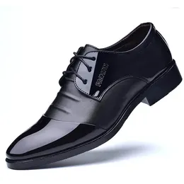 Casual Shoes Fashion Men Business Soft Leather Brand Oxfords Mens Black Classic Footwear A220